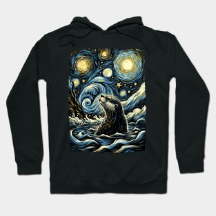 Sleek Swimmers Otter Chic, Starry Night Tee for Nature Buffs Hoodie